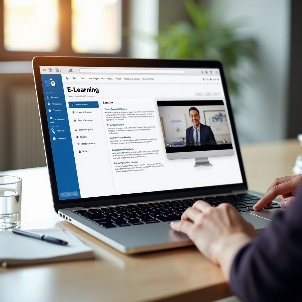 Interfaccia del corso online con moduli e materiali di apprendimento